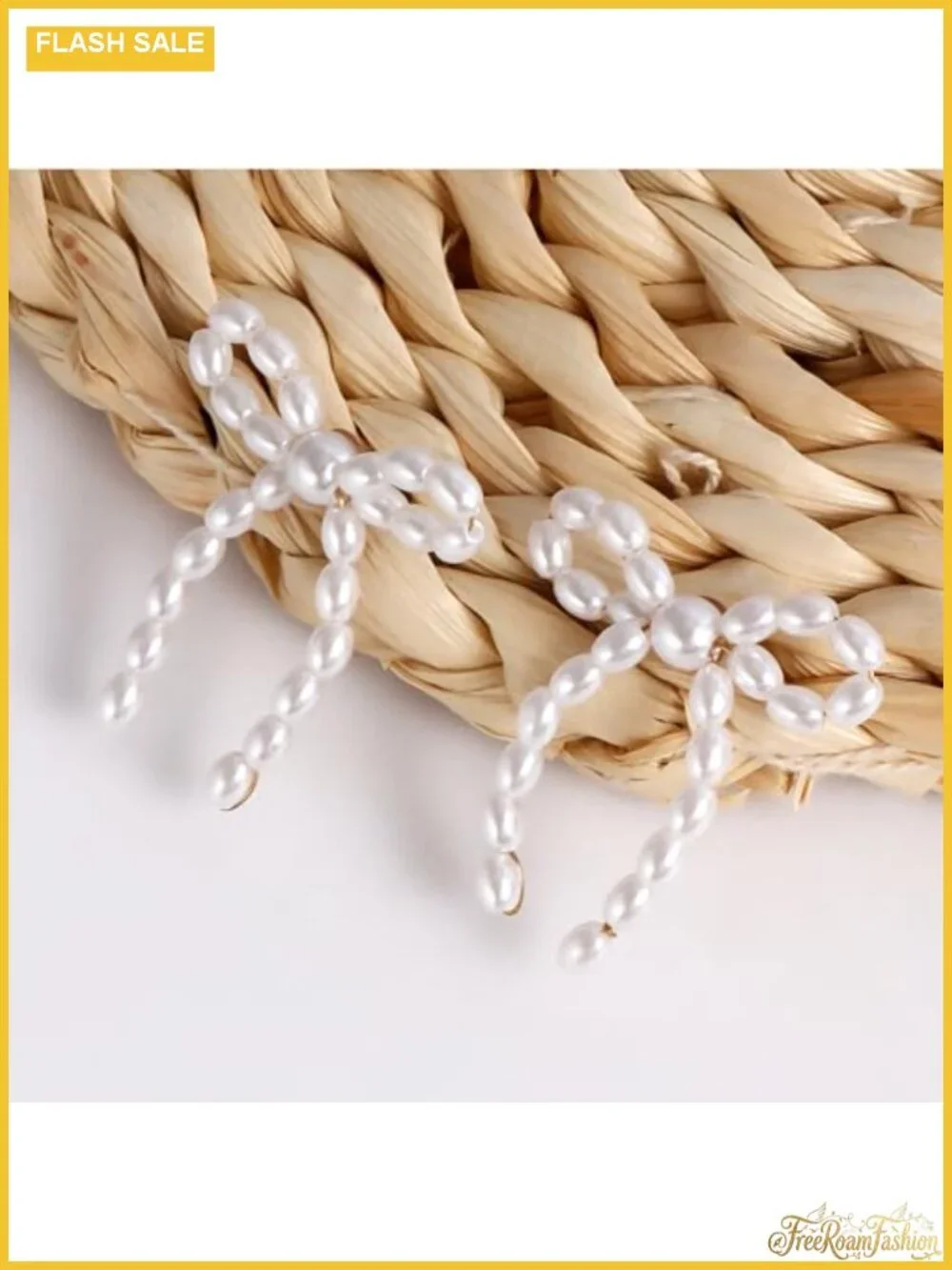 Gold Bow Knot Stud Earrings Women Faux Pearl Small Simple Jewelry
